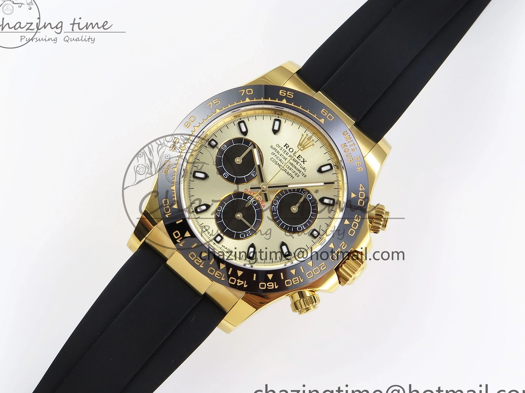 0420 DAYTONA 116518 APSF 1:1 BEST EDITION YG BLACK DIAL ON OYSTERFLEX RUBBER STRAP SH OnTrend 1784